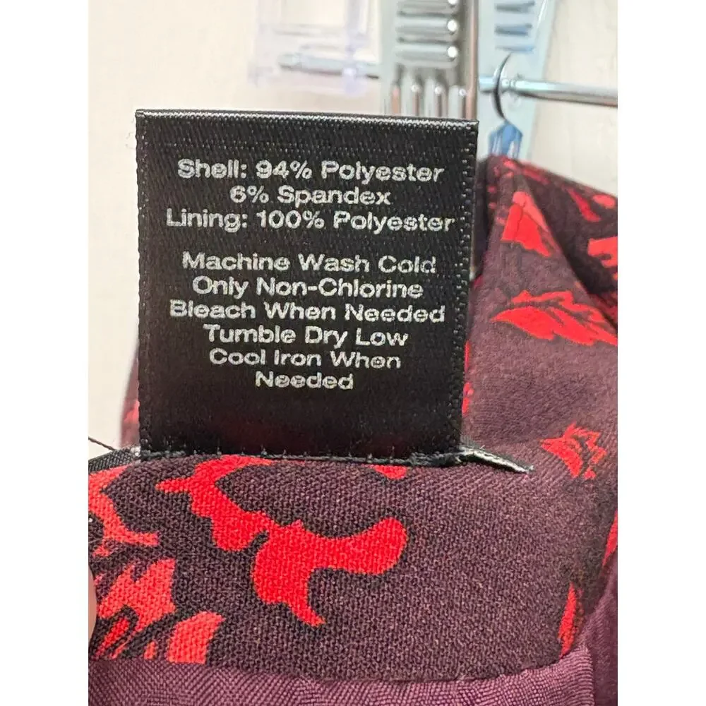 Ann Taylor Factory Skirt Red Eggplant Floral Womens 10 p